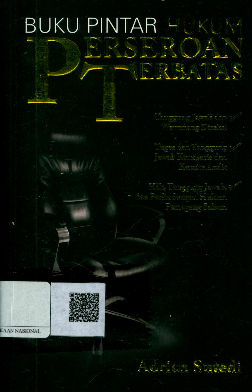 Cover Buku Pintar Hukum Perseroan Terbatas / Adrian Sutedi, SH. MH. ; Editor : Andriansyah