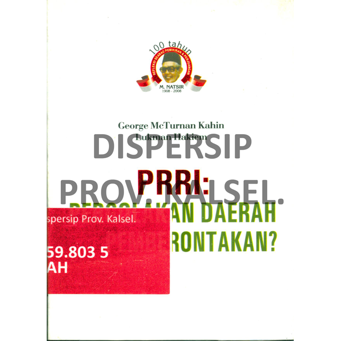 Cover PRRI : Pergolakan Daerah atau Pemberontakan? / George McTurnan Kahin, Lukman Hakiem